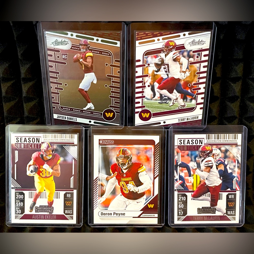 Jayden Daniels 2024 Panini Absolute Rookie Card & Team set of 5-Washington